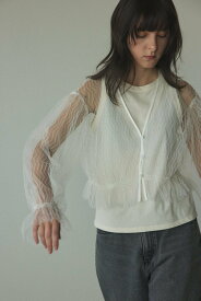 BLACK BY MOUSSY sheer volume cardigan ブラックバイマウジー トップス カーディガン ホワイト ブラック【送料無料】