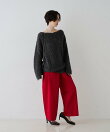 【撥水加工】アシメトリーストレッチツイルタックコクーンパンツ