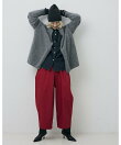 【撥水加工】アシメトリーストレッチツイルタックコクーンパンツ