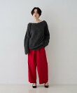 【撥水加工】アシメトリーストレッチツイルタックコクーンパンツ