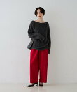 【撥水加工】アシメトリーストレッチツイルタックコクーンパンツ