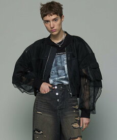 MAISON SPECIAL Tulle Layered Blouson メゾンスペシャル ジャケット・アウター ブルゾン・ジャンパー ブラック ホワイト ブルー ピンク【送料無料】