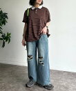 ワイドストレートダメージデニム