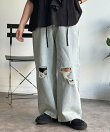 ワイドストレートダメージデニム