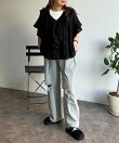 ワイドストレートダメージデニム