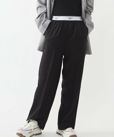 CONVERSE TOKYO WOMEN HIGHWAIST LOGO SLACKS PANTS コンバーストウキョウ パンツ スラックス・ドレスパンツ ブラック ベージュ グレー【送料無料】