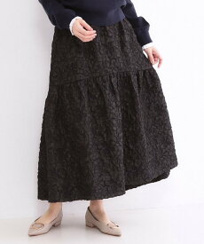 【SALE／58%OFF】OPAQUE.CLIP ふくれジャカードティアードスカート【洗濯機OK】 オペークドットクリップ スカート ロング・マキシスカート ブラック ホワイト