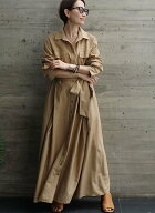 FASHFREN タックマキシワンピース ファッシュフレン ワンピース・ドレス シャツワンピース ブラック ブラ…