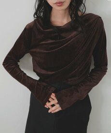 LIAN ドレープベロアプルオーバー リアン トップス カットソー・Tシャツ ホワイト ブラック グレー ブラウン【送料無料】