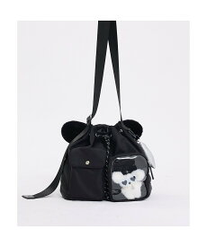 LOWELL Things 【再入荷】オシゴト/巾着ショルダーバッグ【推し活】 ロウェル シングス バッグ ショルダーバッグ ブラック ホワイト【送料無料】