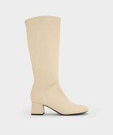 CHARLES & KEITH ブロックヒール ロングブーツ チャールズアンドキース シューズ・靴 ブーツ ブラウン ブ…