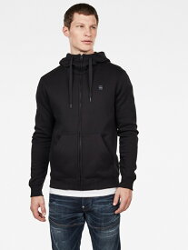 G-Star RAW 【公式ショップ】PREMIUM CORE HOODED ZIP SWEATER/ワンポイントロゴジップパーカー ジースターロゥ トップス パーカー・フーディー ブラック【送料無料】