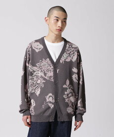 【SALE／35%OFF】BEAVER B omnivore/ビーオムニボー 14GG JACQUARD KNIT CARDIGAN ジャガードカーディガン ビーバー トップス カーディガン ピンク ホワイト【送料無料】