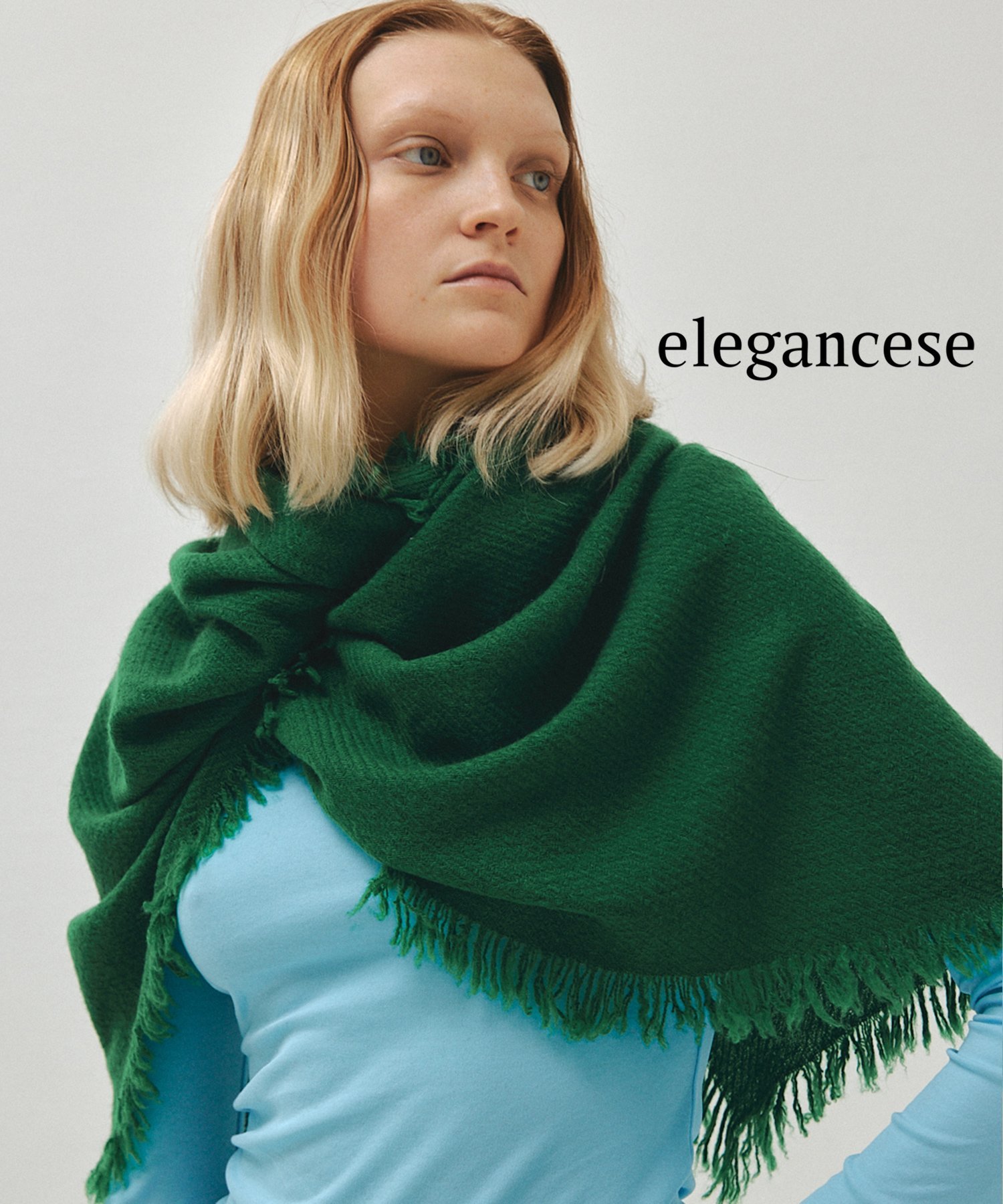 elegancese/fringe ピュアカシミア100% 四方フリンジマフラー pure cashmere カシミヤ エレガンセーゼ EL01