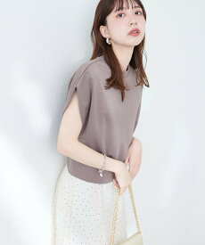 natural couture 【WEB限定】きれいめポンチフレンチスリーブTOPS ナチュラルクチュール トップス キャミソール グレー ホワイト ブラック ブルー ピンク