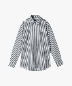 agnes b. HOMME メンズ アイコニック 刺繍 ストライプ 長袖 シャツ "Lezard" アニエスベー トップス シャツ・ブラウス ブラック【送料無料】