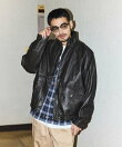 ウォッシュ加工 レザレッド スタンドカラー ジップアップ ショートブルゾン