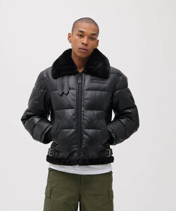 AVIREX LEATHER DOWN BOMMER JACKET / U[ _E {}[ WPbg ABbNX WPbgEAE^[ C_[XWPbg ubN uEyz