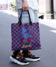 【SALE／20%OFF】HOOK HOOK -original-/ポップマーガレット総柄大容量トートバッグ アイモハ バッグ トートバッグ カーキグリーン ブラック ブルー イエロー ブラウン グレー オレンジ グリーン レッド
