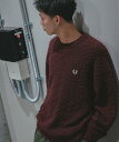 BEAMS 【別注】FRED PERRY / フラッフィー クルーネックニット 25AW ビームス メン トップス ニット ブラック【送料無…