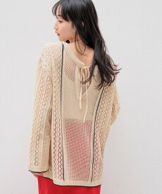 【SALE／50%OFF】LOWRYS FARM 2WAYキリカエメッシュPOLS ローリーズファーム トップス ニット ホワイト ブラック ブルー