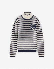 【SALE／35%OFF】Maison Kitsune 【公式】Maison Kitsune FOX HEAD INTARSIA COMFORT STRIPED HIGH NECK JUMPER メゾン キツネ アーカイブス トップス ニット ネイビー【送料無料】