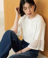 OPAQUE.CLIP シアーフレアスリーブニット【洗濯機OK/抗ピル】 オペークドットクリップ トップス ニット …