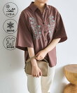 花柄刺繍半袖シャツ【SUM1 STYLE】