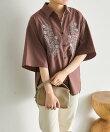 花柄刺繍半袖シャツ【SUM1 STYLE】
