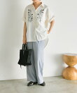 花柄刺繍半袖シャツ【SUM1 STYLE】