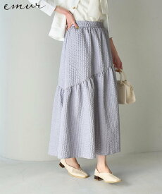 【SALE／20%OFF】ROPE' PICNIC 【emur】セットアップ対応/ふくれジャガードアシンメトリー切り替えスカート ロペピクニック スカート その他のスカート ブラック グレー ホワイト【送料無料】