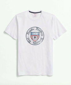 BROOKS BROTHERS コットン ユニバーシティグラフィックモチーフ Tシャツ ブルックス ブラザーズ トップス カットソー・Tシャツ ホワイト【送料無料】