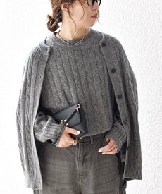 SHIPS any 【WEB限定】SHIPS any:＜手洗い可能＞ヤク ケーブル クルーネック ニット プルオーバー 2 シップス トップス ニット ベージュ ネイビー グレー【送料無料】