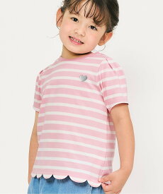 【SALE／43%OFF】apres les cours 裾スカラップアソートTシャツ_接触冷感 エフオーオンラインストア トップス カットソー・Tシャツ ホワイト ブルー レッド