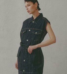 SOMETHING atelier SOMETHING BELTED DENIM JACKET/AgGTVOxebhfjWPbg GhECIC[ WPbgEAE^[ fjWPbg u[yz