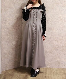 axes femme チュールリボン付OP アクシーズファム ワンピース・ドレス ワンピース ワインレッド グリーン グレー【送料無料】