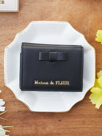 Maison de FLEUR リボン折りポケットウォレット メゾン ド フルール 財布・ポーチ・ケース ポーチ ブラック ピンク【送料無料】