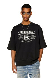 【SALE／40%OFF】DIESEL メンズ スウェット 半袖 プリント ディーゼル トップス スウェット・トレーナー ブラック【送料無料】