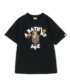 A BATHING APE (W)CRYSTAL STONE COLLEGE MILO TEE ア ベイシング エイプ トップス カットソー・Tシャツ ブラック【送料無料】