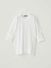 JOHN SMEDLEY ターンバック5分袖コットンニットプルオーバー ｜ S4749 ｜ 30G ジョンスメドレー トップス ニット ホワイト【送料無料】