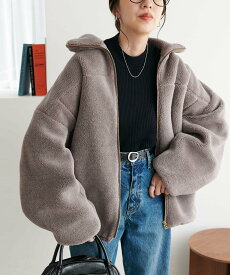 Discoat 【新色追加!/リバイバル】キレイメボアスタンドブルゾン ディスコート トップス その他のトップス ブラック グレー ベージュ ブラウン【送料無料】