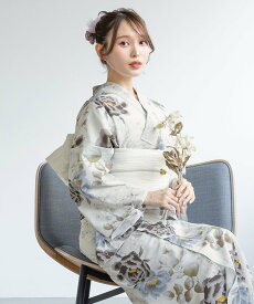 SOUBIEN 簡単着付け 浴衣 レディース セット(二部式浴衣+伊達締め+帯 +ガイド)フリー ソウビエン 着物・浴衣・和装小物 浴衣 ワインレッド ベージュ ホワイト ブルー グレー【送料無料】