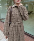 コーデュロイチェックシャツワンピース