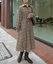 コーデュロイチェックシャツワンピース