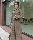 コーデュロイチェックシャツワンピース