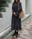 コーデュロイチェックシャツワンピース
