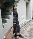 コーデュロイチェックシャツワンピース