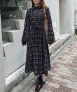 コーデュロイチェックシャツワンピース