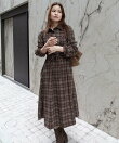 コーデュロイチェックシャツワンピース