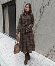 コーデュロイチェックシャツワンピース